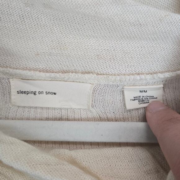 Anthro Sleeping on Snow Cream Cowl Asymmetric Tunic Sweater M Fairy Flowy Top - Picture 3 of 9